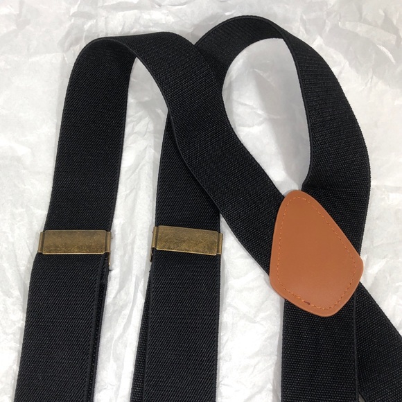 MEN’S ELASTIC / ADJUSTABLE BLACK SUSPENDERS with CLIPS - Picture 4 of 7